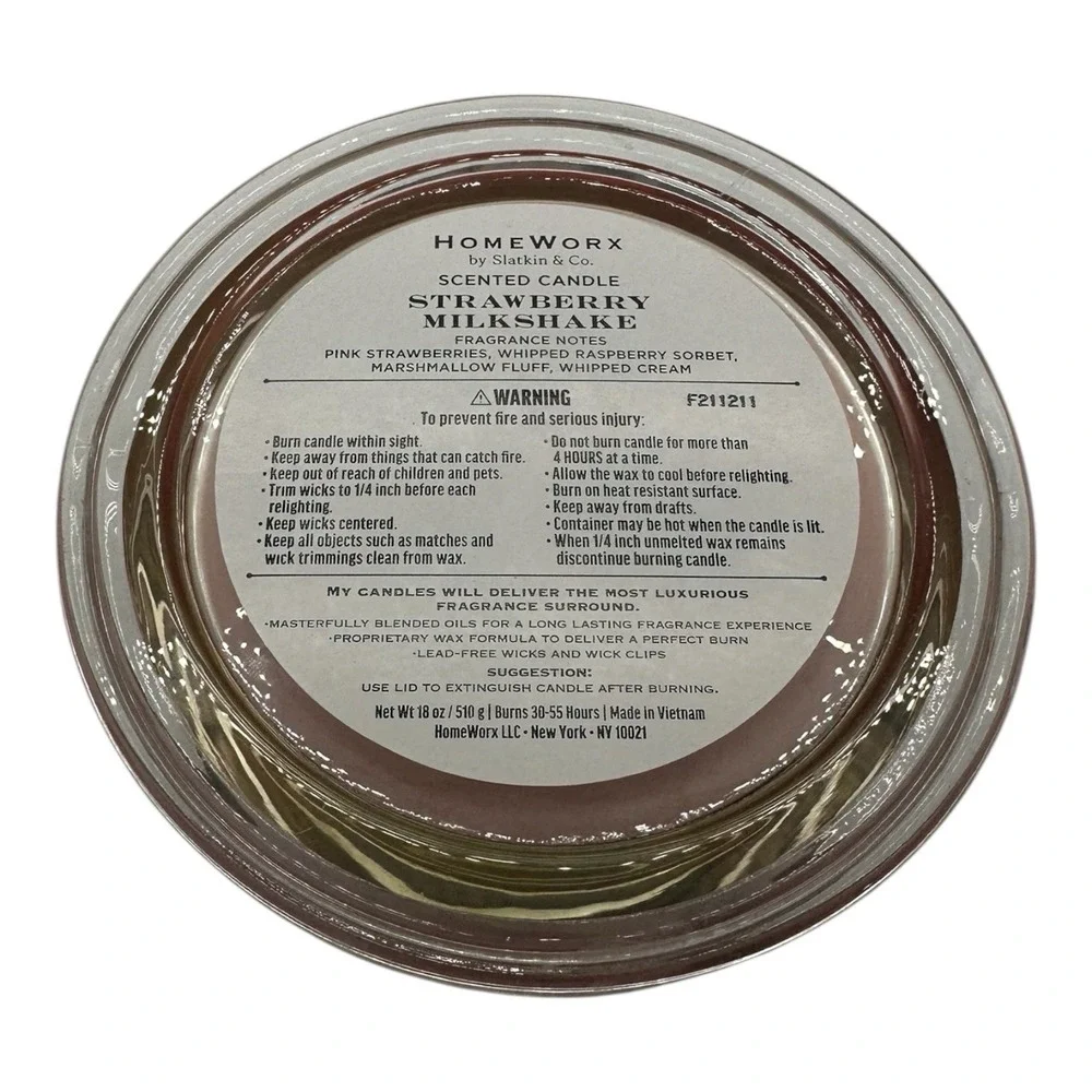Homeworx By Harry Slatkin 4 Wick‎ 18 Oz candle STRAWBERRY MILKSHAKE